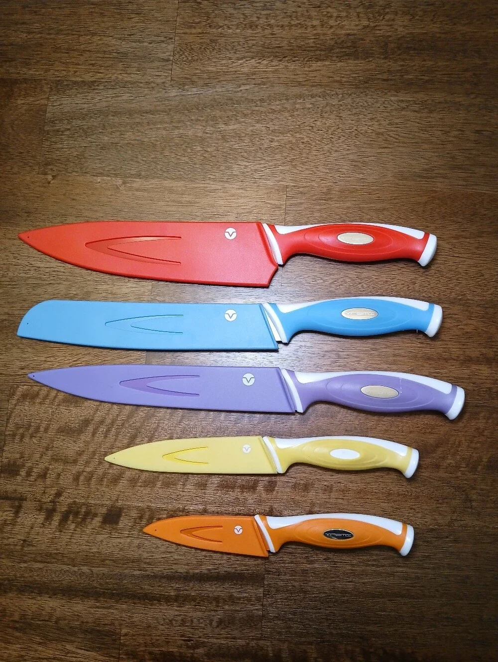 Colorful 10pc Kitchen Knife Set - Red, Blue, Purple, Yellow, Orange